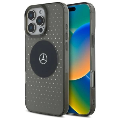 Dėklas Mercedes MB  Star Pattern for iPhone 16 Pro - Juodas