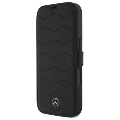 Dėklas Mercedes MB Waves Leather  iPhone 16 Pro Max - Juodas 1