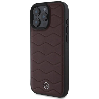 Dėklas Mercedes MB Waves Leather  iPhone 16 Pro Max - raudonas 1