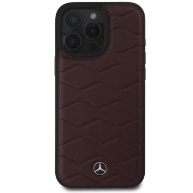 Dėklas Mercedes MB Waves Leather  iPhone 16 Pro Max - raudonas 2