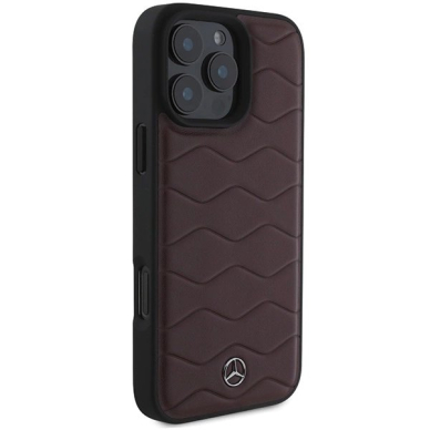 Dėklas Mercedes MB Waves Leather  iPhone 16 Pro Max - raudonas 3