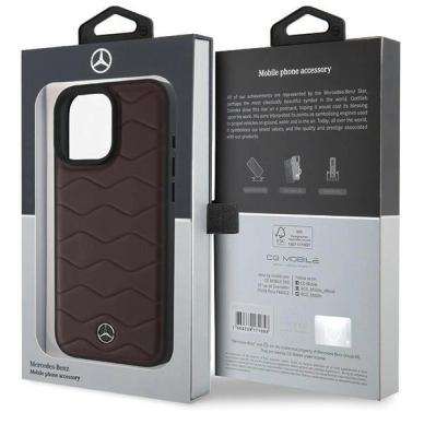 Dėklas Mercedes MB Waves Leather  iPhone 16 Pro Max - raudonas 7