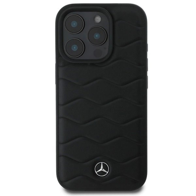 Dėklas Mercedes MB Waves Leather iPhone 16 Pro  - Juodas 2