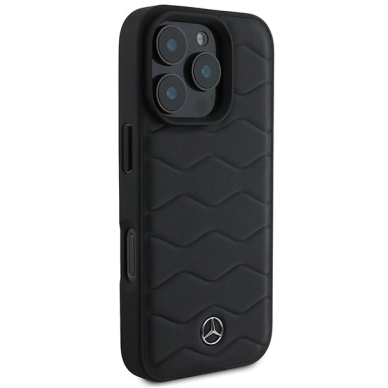 Dėklas Mercedes MB Waves Leather iPhone 16 Pro  - Juodas 3