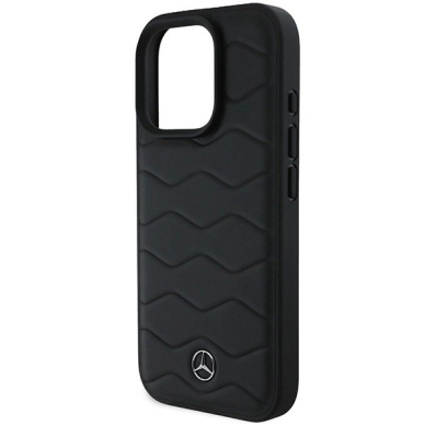 Dėklas Mercedes MB Waves Leather iPhone 16 Pro  - Juodas 5