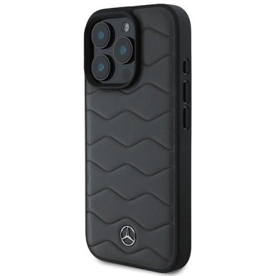 Dėklas Mercedes MB Waves Leather iPhone 16 Pro Max  - Pilkas 1