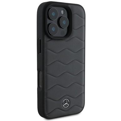 Dėklas Mercedes MB Waves Leather iPhone 16 Pro Max  - Pilkas 3