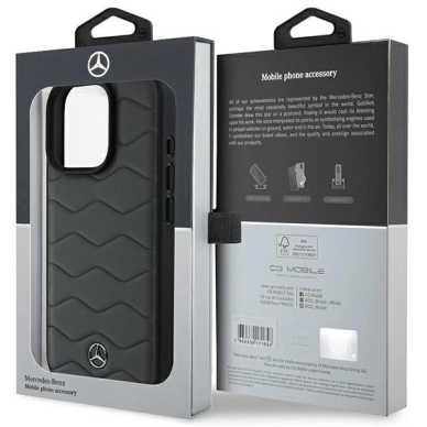 Dėklas Mercedes MB Waves Leather iPhone 16 Pro Max  - Pilkas 7