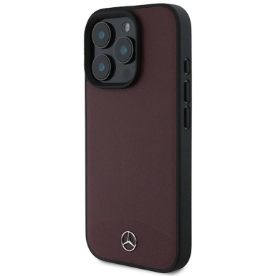 Dėklas Mercedes Textured And Plain Leather MagSafe  iPhone 16 Pro - raudonas 1