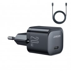 Mini USB C Charger 20W PD with USB C Cable - Lightning Joyroom JR-TCF02 | Juodas