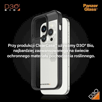 Military Grade Certified PanzerGlass ClearCase iPhone 15 Pro Dėklas - Permatomas  Juodas 7