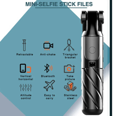 [Užsakomoji prekė] Mini Selfie Stick cu Telecomanda si Trepied - Techsuit (K03) - Juodas 2