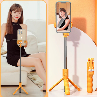 [Užsakomoji prekė] Mini Selfie Stick with Detachable Remote Control - Techsuit (KT01) - oranžinis 2