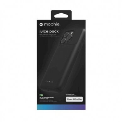 Mophie Juice Pack Dėklas iPhone 15 Pro Maxbuilt-in 3000 mAh power bank - Juodas