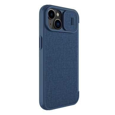 Dėklas Nillkin Qin Cloth Pro Case with Camera Protector For iPhone 14 Mėlynas 3