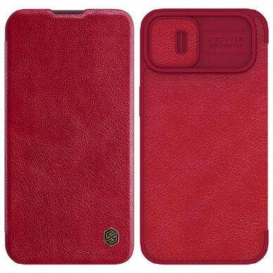 Dėklas Nillkin Qin Pro Leather Case iPhone 14 Plus Raudonas