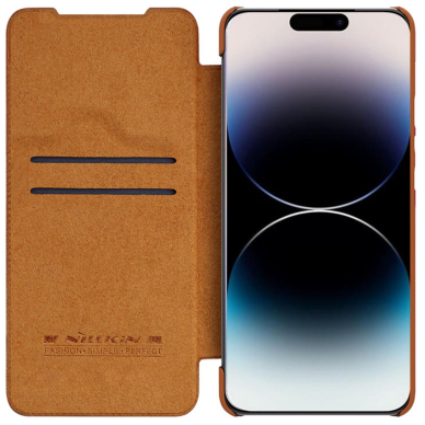 Dėklas Nillkin Qin Pro Leather Case iPhone 14 Pro Rudas 1