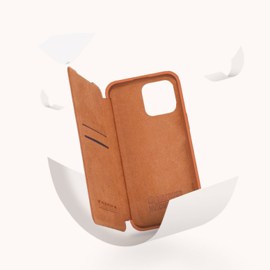 Dėklas Nillkin Qin Pro Leather Case iPhone 14 Pro Rudas 10