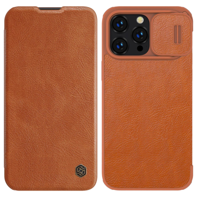 Dėklas Nillkin Qin Pro Leather Case iPhone 14 Pro Rudas