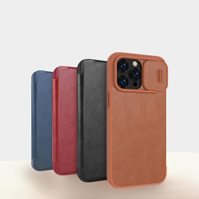 Dėklas Nillkin Qin Pro Leather Case iPhone 14 Pro Max Rudas 7