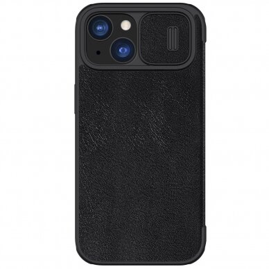 Dėklas Nillkin Qin Pro Leather Flip Camera Cover Case skirta iPhone 15 - Juodas 2