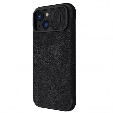Dėklas Nillkin Qin Pro Leather Flip Camera Cover Case skirta iPhone 15 - Juodas 3