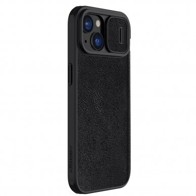 Dėklas Nillkin Qin Pro Leather Flip Camera Cover Case skirta iPhone 15 - Juodas 4