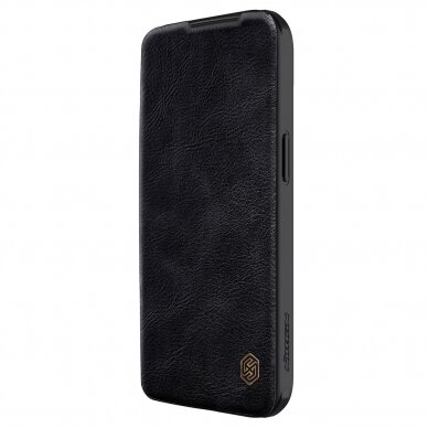 Dėklas Nillkin Qin Pro Leather Flip Camera Cover Case skirta iPhone 15 - Juodas 5