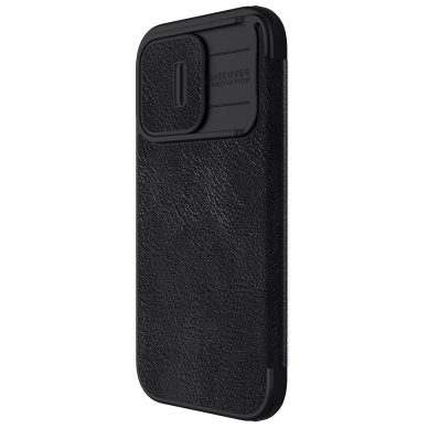 Nillkin Qin Pro Leather Flip Camera Cover Case for iPhone 15 Pro Max - Juodas 4