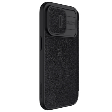 Nillkin Qin Pro Leather Flip Camera Cover Case for iPhone 15 Pro Max - Juodas 5