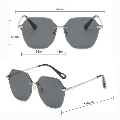 [Užsakomoji prekė] UV Akiniai Femei - Techsuit Polarized (8195) - sidabrinis / Black Gray 6