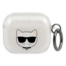 Orginalus dėklas Karl Lagerfeld KLA3UCHGS AirPods 3 Baltas su Blizgučiais Choupette