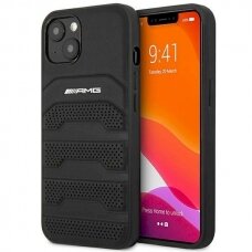 Originalus AMG dėklas AMHCP14SGSEBK iPhone 14 6.1 Juodas hardcase Leather Debossed Lines