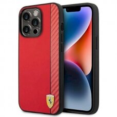 Originalus dėklas Ferrari FEHCP14LAXRE iPhone 14 Pro 6.1  Raudonas hardcase Carbon