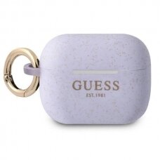 Originalus dėklas Guess GUAPSGGEU AirPods Pro cover Violetinis Silicone Glitter