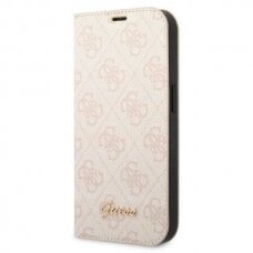 Originalus dėklas Guess GUBKP14LHG4SHP iPhone 14 Pro 6.1 rožinis / rožinis book 4G Vintage Gold Logo