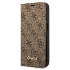 Originalus dėklas Guess GUBKP14MHG4SHW iPhone 14 Plus 6.7 Rudas / Rudas book 4G Vintage Gold Logo