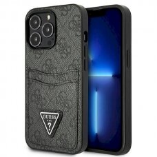 Originalus dėklas Guess GUHCP13LP4TPK iPhone 13 Pro / 13 6.1  Juodas hardcase 4G Triangle Logo Cardslot