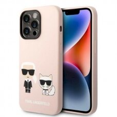 Originalus dėklas Karl Lagerfeld KLHMP14LSSKCI iPhone 14 Pro 6.1 hardcase light rožinis / light rožinis Silicone Karl &amp  Choupette Magsafe