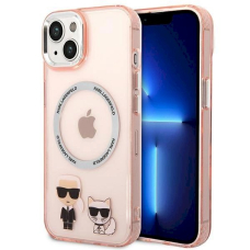 Originalus dėklas Karl Lagerfeld KLHMP14MHKCP iPhone 14 Plus 6.7 hardcase rožinis / rožinis Karl &amp  Choupette Aluminum Magsafe