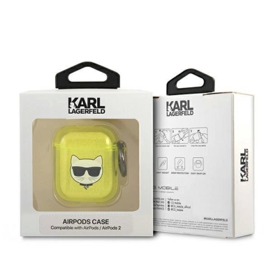 Orginalus dėklas Karl Lagerfeld KLA2UCHFY AirPods cover Geltonas Choupette 3