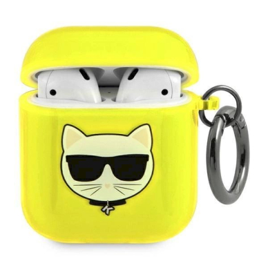 Orginalus dėklas Karl Lagerfeld KLA2UCHFY AirPods cover Geltonas Choupette