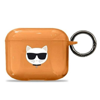 Orginalus dėklas Karl Lagerfeld KLA3UCHFO AirPods 3 cover Oranžinis Choupette