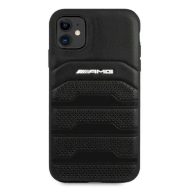 Originalus AMG dėklas AMHCN61GSEBK iPhone 11 6.1 Juodas hardcase Leather Debossed Lines 2