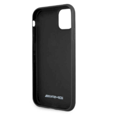 Originalus AMG dėklas AMHCN61GSEBK iPhone 11 6.1 Juodas hardcase Leather Debossed Lines 6