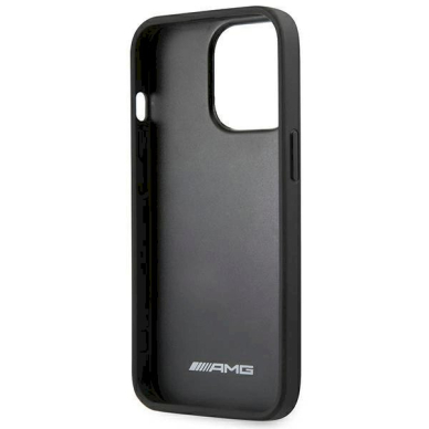 Originalus AMG dėklas AMHCP14LDOLBK iPhone 14 Pro 6.1 Juodas hardcase Leather Hot Stamped 6