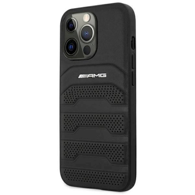 Originalus AMG dėklas AMHCP14LGSEBK iPhone 14 Pro 6.1 Juodas hardcase Leather Debossed Lines 1