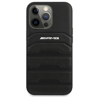 Originalus AMG dėklas AMHCP14LGSEBK iPhone 14 Pro 6.1 Juodas hardcase Leather Debossed Lines 2