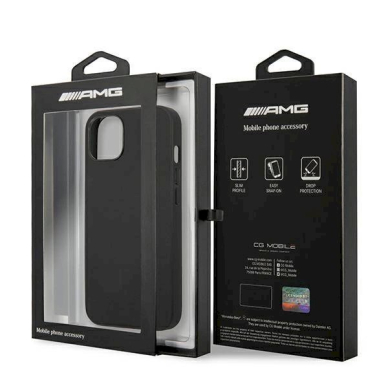 Originalus AMG dėklas AMHCP14MDOLBK iPhone 14 Plus 6.7 Juodas hardcase Leather Hot Stamped 7