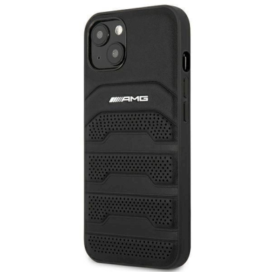 Originalus AMG dėklas AMHCP14MGSEBK iPhone 14 Plus 6,7 Juodas hardcase Leather Debossed Lines 1